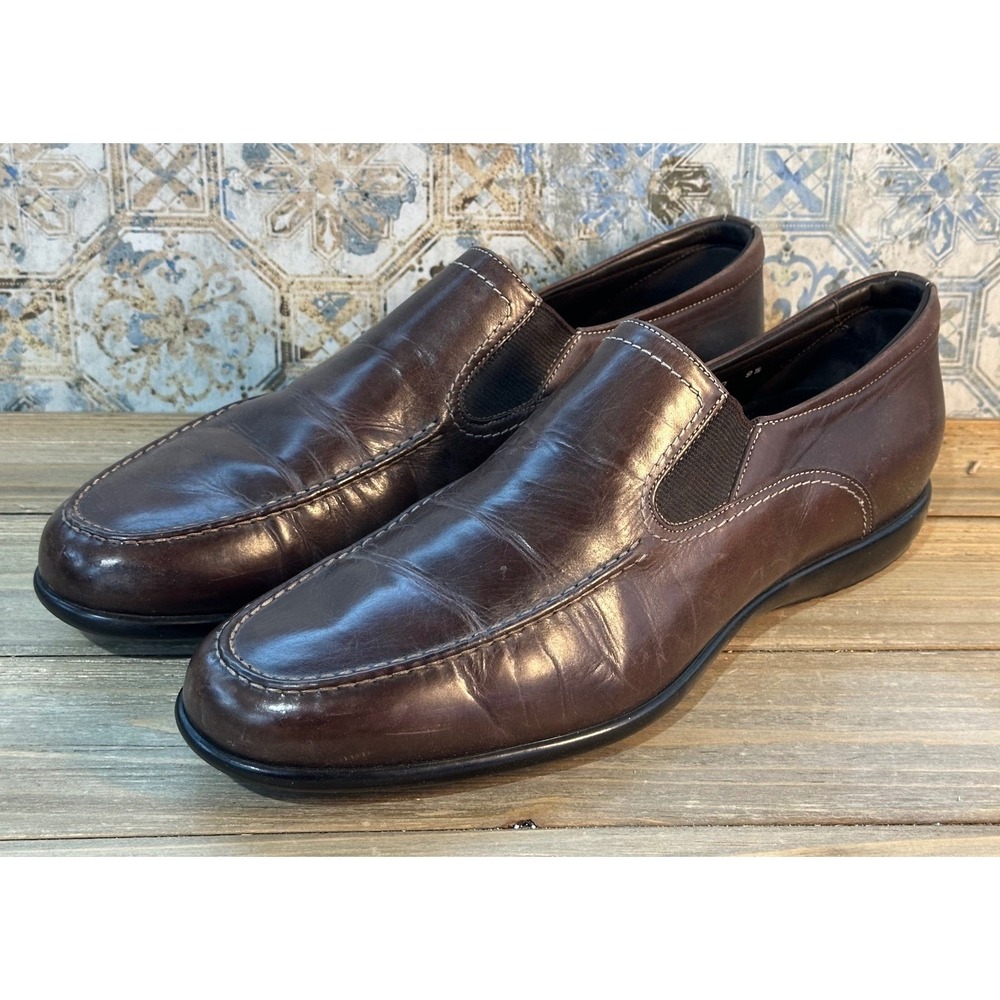 Santoni Loafers Leather Slip On Mens 9.5 Brown Good